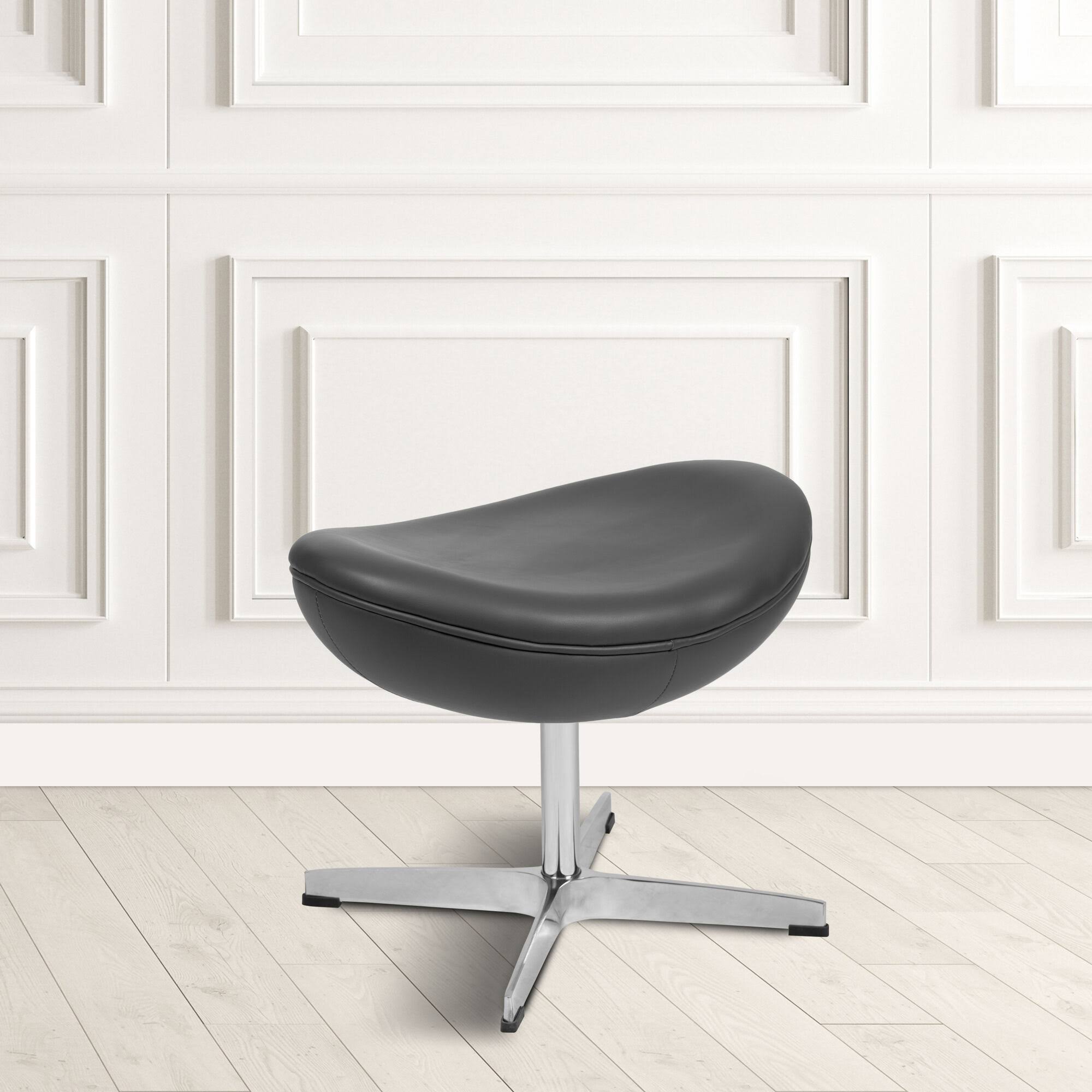 Gray LeatherSoft Saddle Wing Ottoman T494114