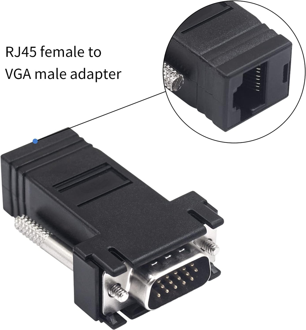 VGA Extender Over Ethernet Adapter, 4pcs VGA to RJ45 Adapter P13573