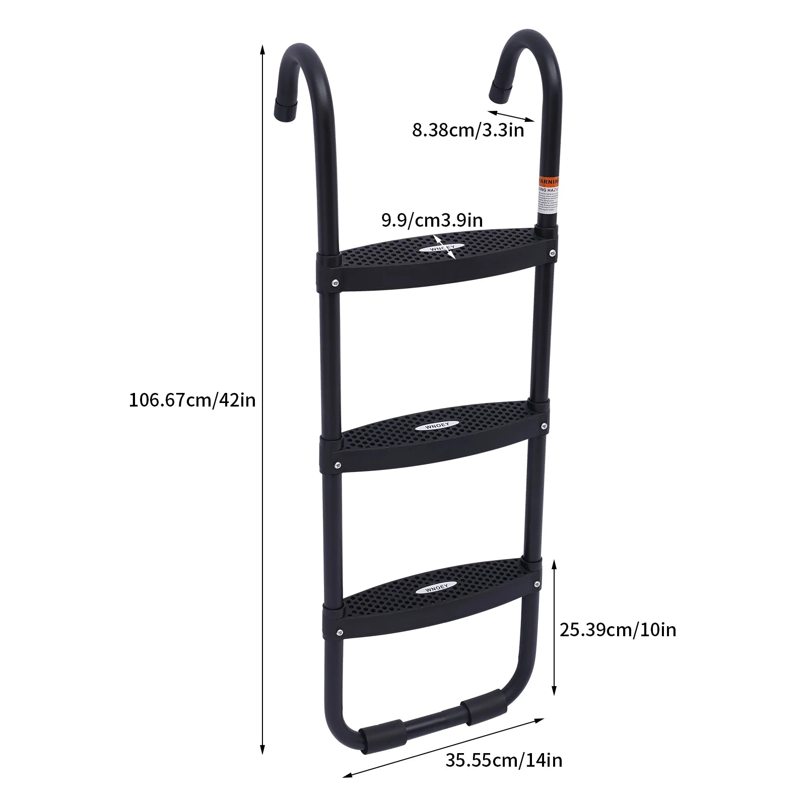 Trampoline Ladder with Wide Skid-Proof Steps Steel 165lbs Load X33040