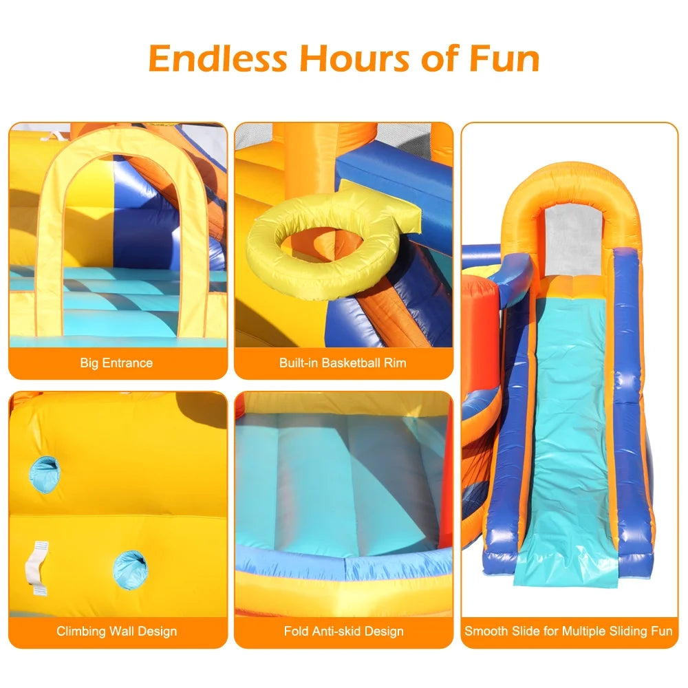 Inflatable Bounce House Slide Bouncer with Basketball Hoop Climbing Wall V35915