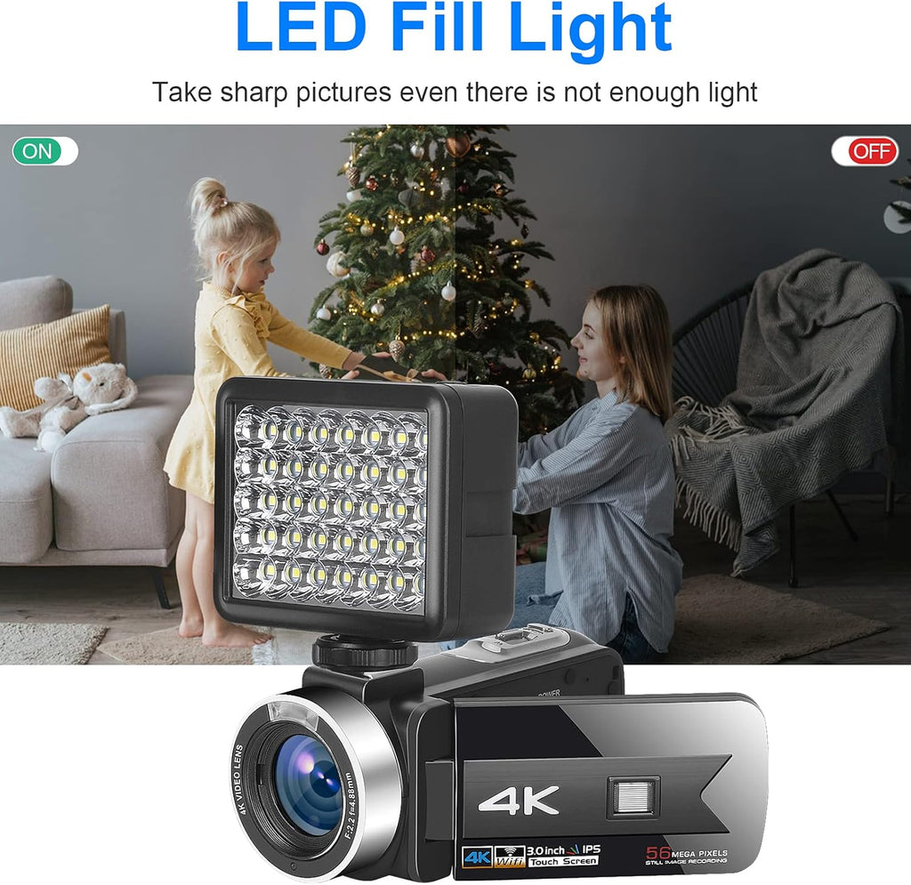 4K 56MP Vlogging Camera with External Microphone and IR Night Vision S667978