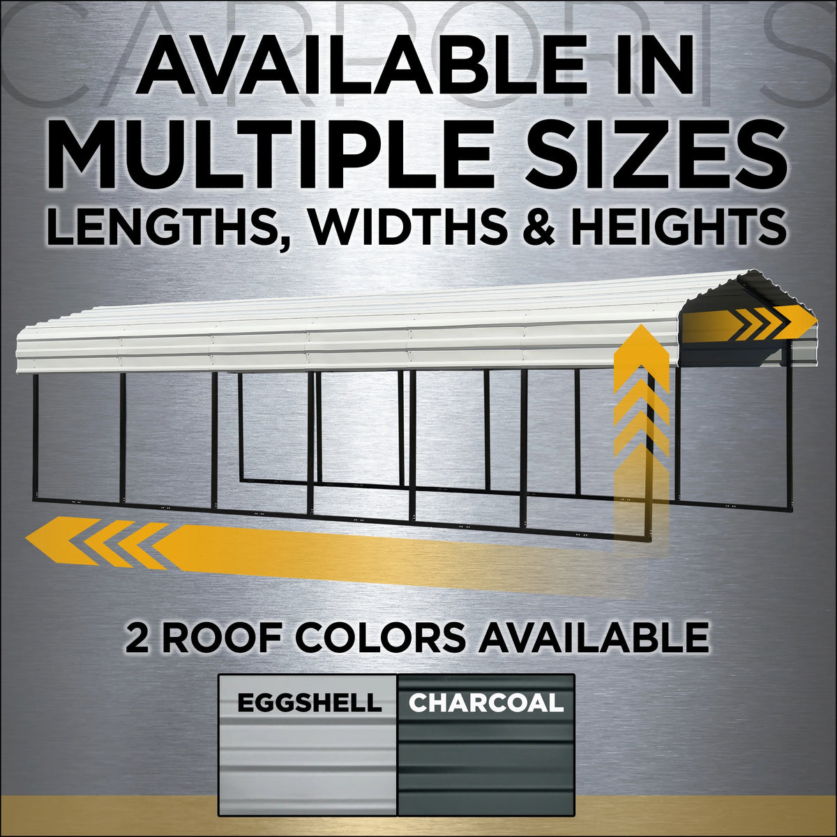 Galvanized Steel Carport Kit, 20' x 24' x 9', Charcoal E6652