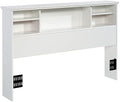 Glacier White Wooden Full-Queen Bookcase Headboard U17487