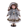 30cm Porcelain Doll Figure with Wood Stand H566