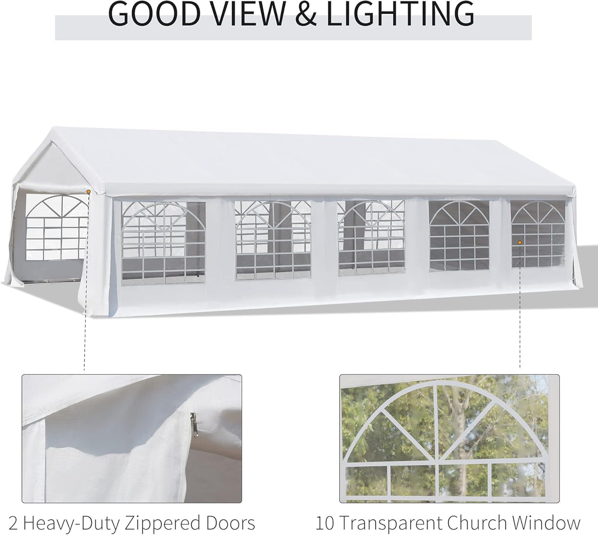 White Commercial Party Tent Gazebo with Removable Sidewalls A988