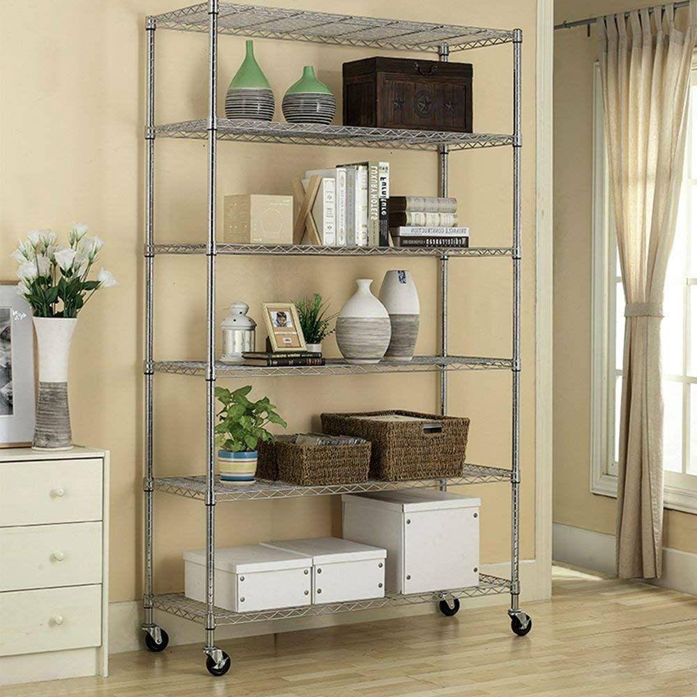 Heavy Duty 6-Shelf Metal Storage Rack with Casters D5405