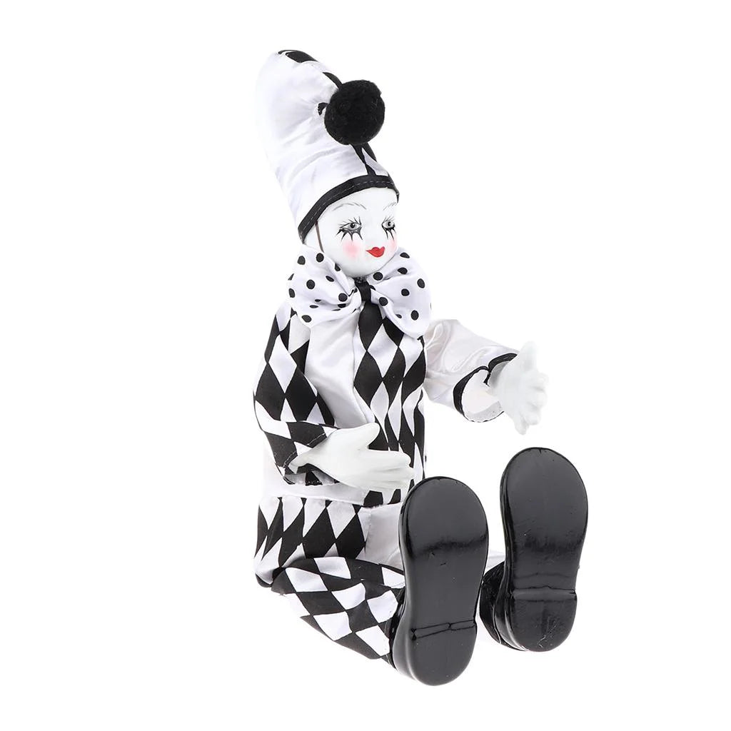 Black and White Clown Costume Doll Ornament A2956