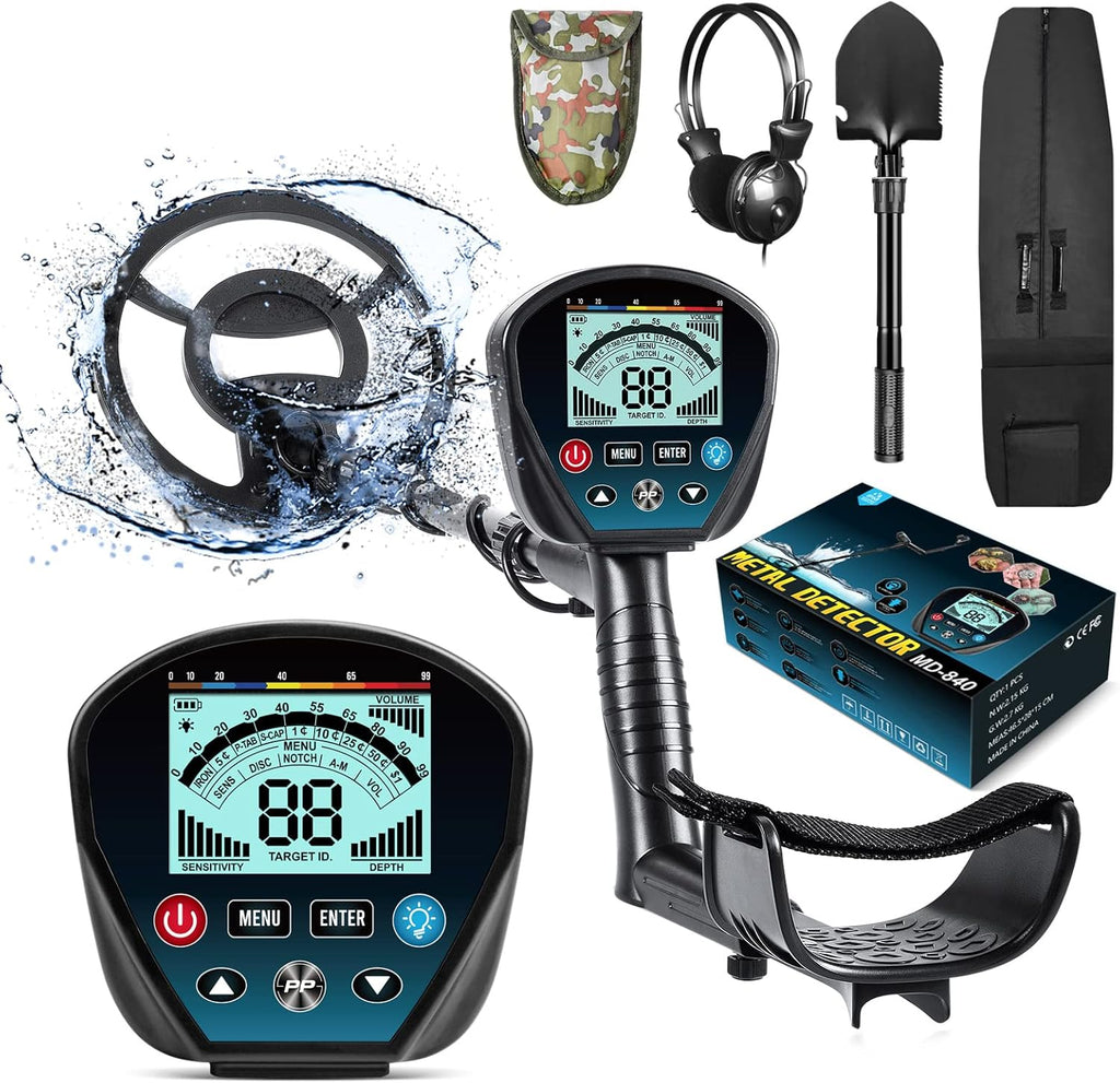 Metal Detector with 10 Waterproof Search Coil F93822