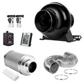 4 inch 195 CFM Inline Fan Carbon Filter 8 Feet Ducting Combo with Variable Speed Controller Rope Hanger U2000