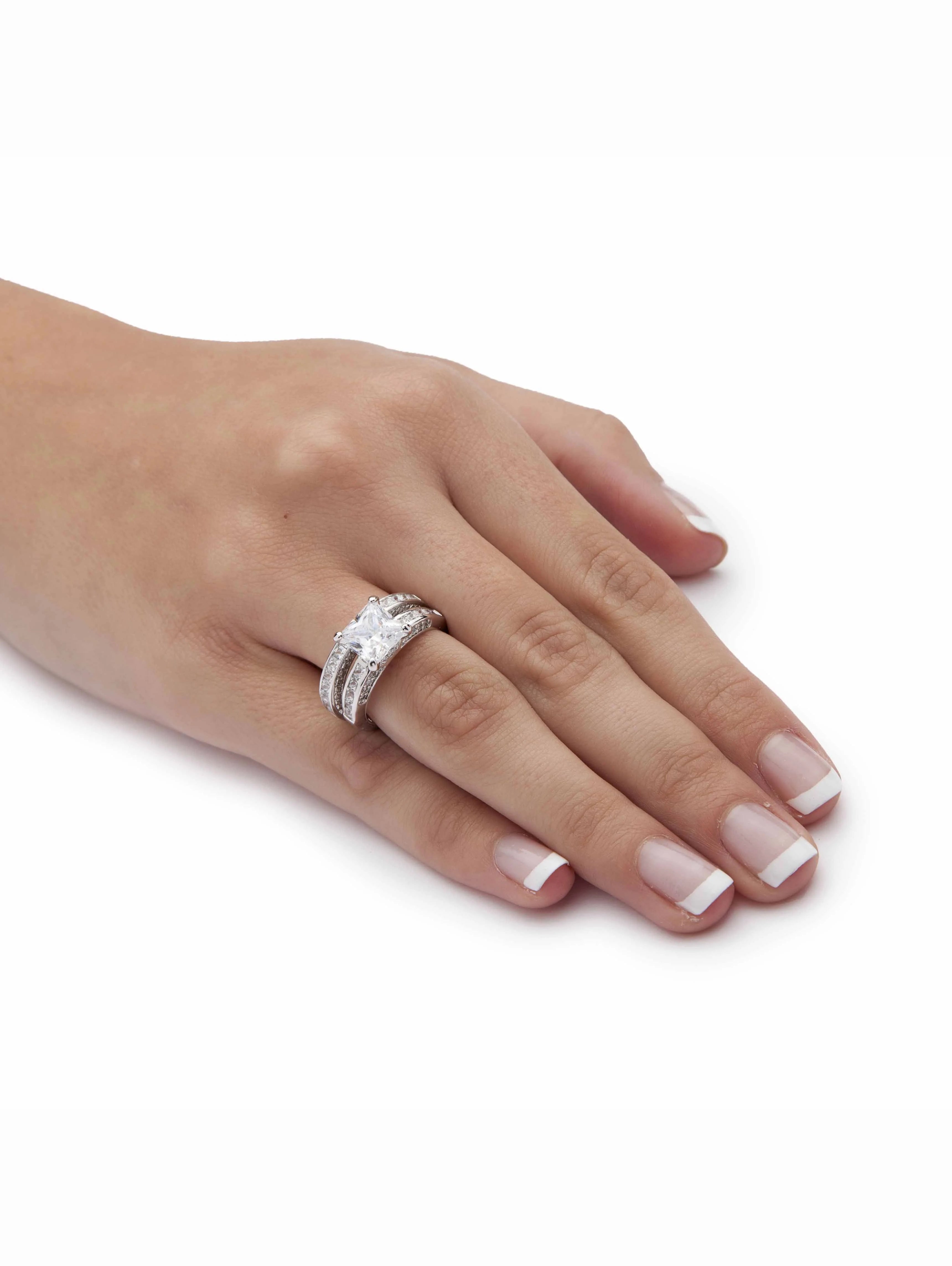 Princess-Cut Cubic Zirconia Two-Piece Bridal Set in Gold-Plated Sterling Silver W9522