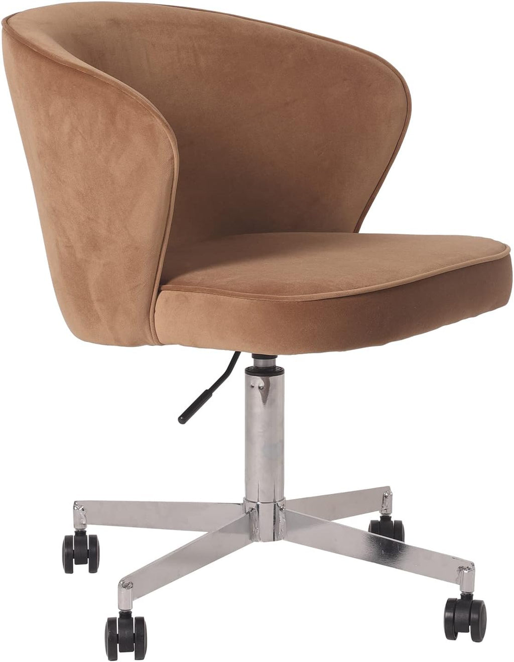 Height-Adjustable Mid-Back Velvet Swivel Office Chair G547771