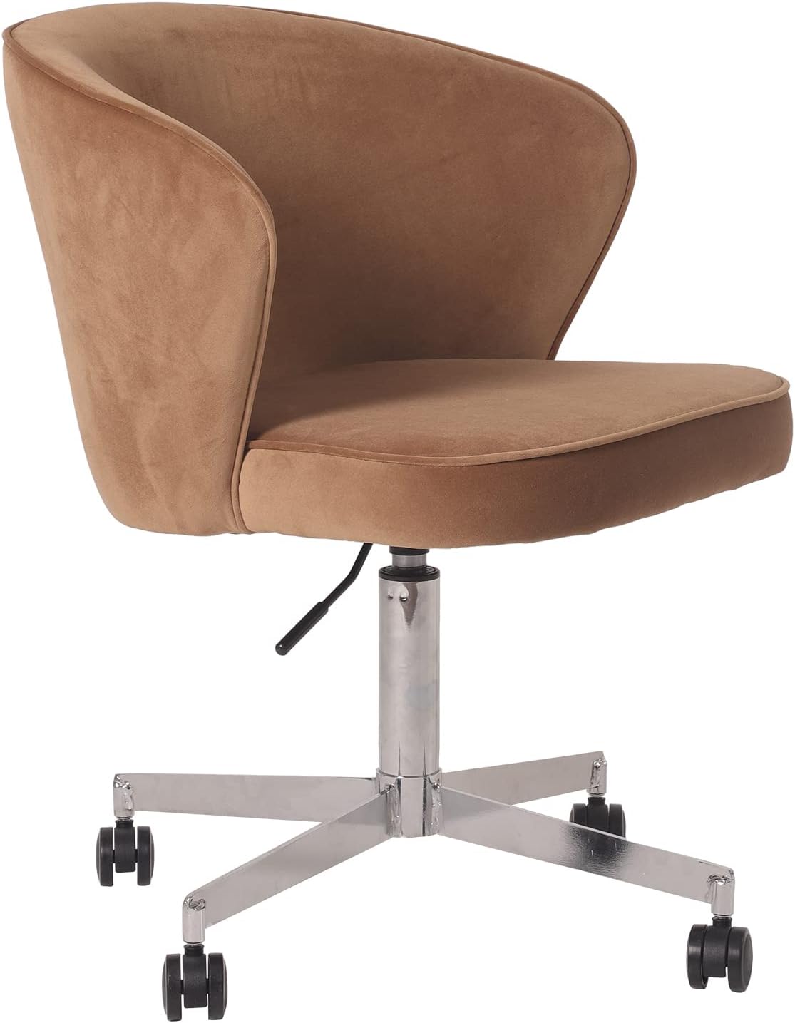 Height-Adjustable Mid-Back Velvet Swivel Office Chair G547771