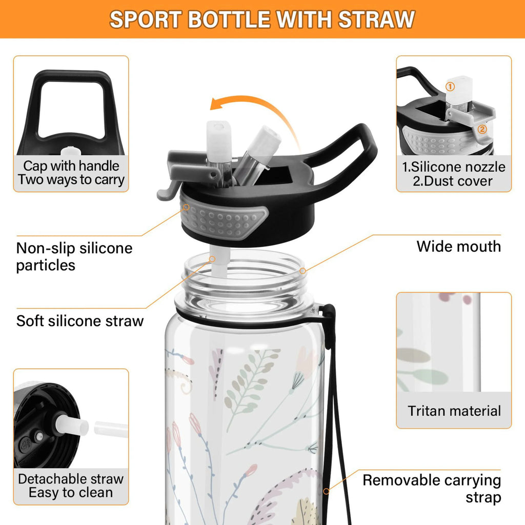 Clear 32oz Tritan Water Bottle with Straw Q1113