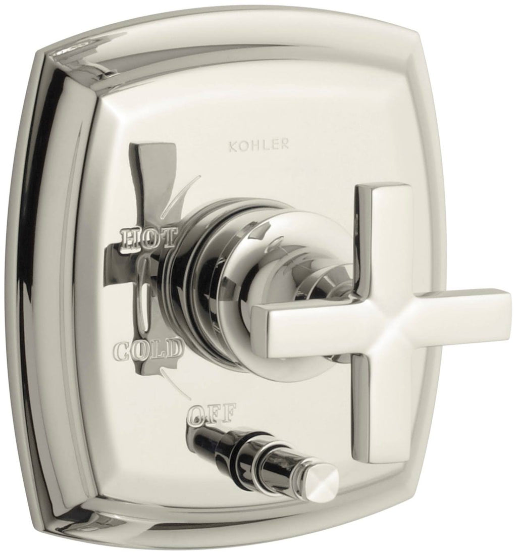 Pressure-Balancing Valve Trim with Push-Button Diverter and Cross Handles M92979