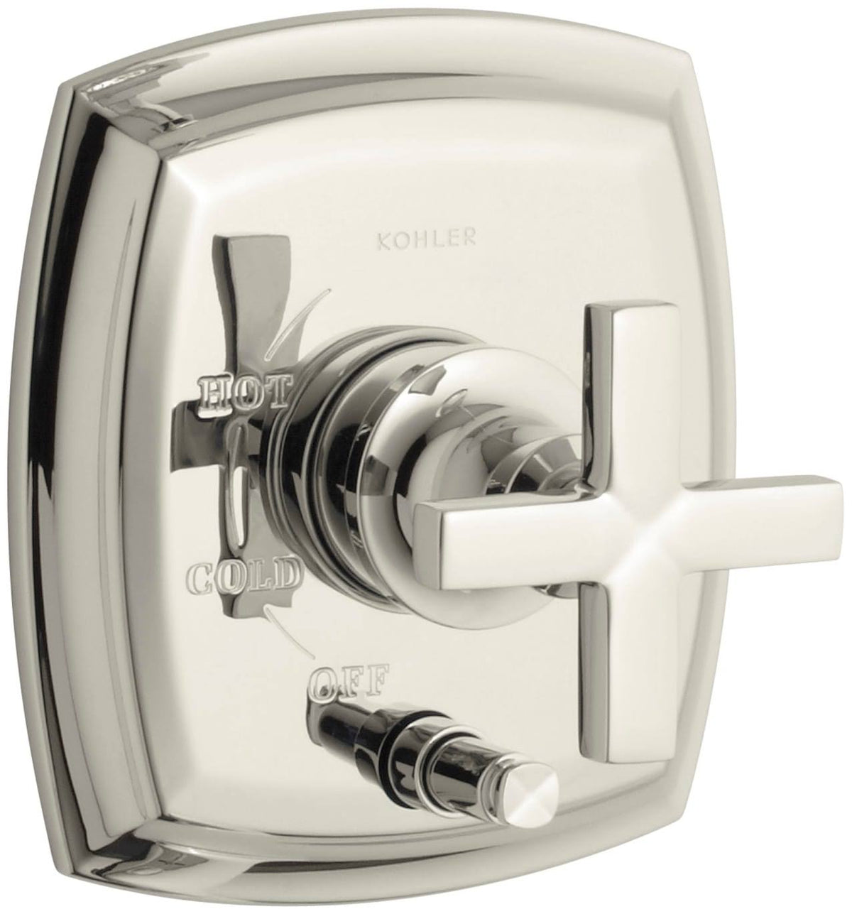 Pressure-Balancing Valve Trim with Push-Button Diverter and Cross Handles M92979