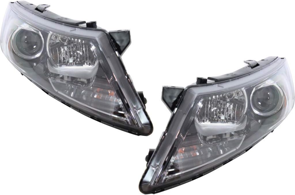 Halogen Headlight for 2011-2014 KIA Optima, Driver and Passenger Side, Unpainted, Bulbs Included F818756