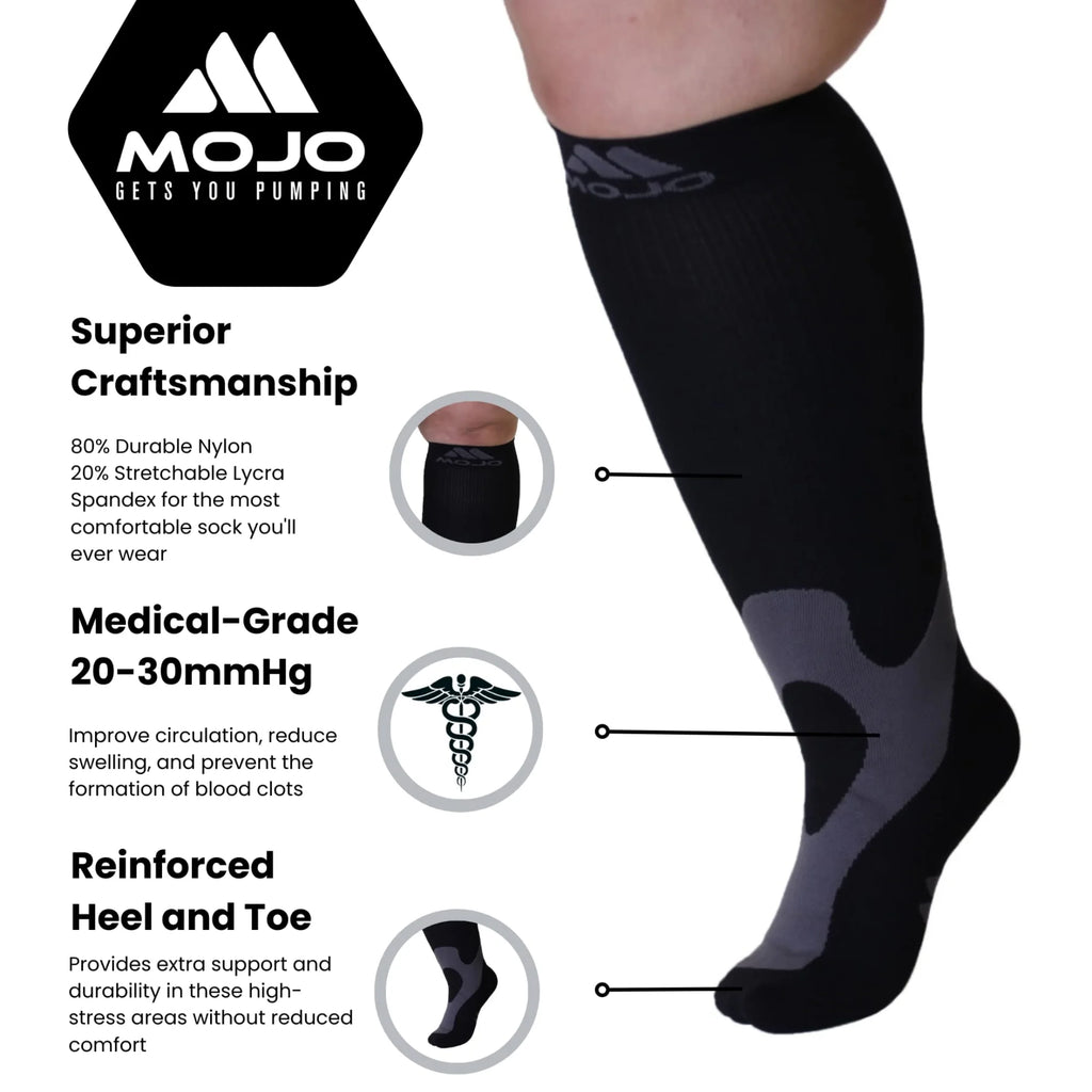 4XL Black Compression Socks 20-30mmHg B28256