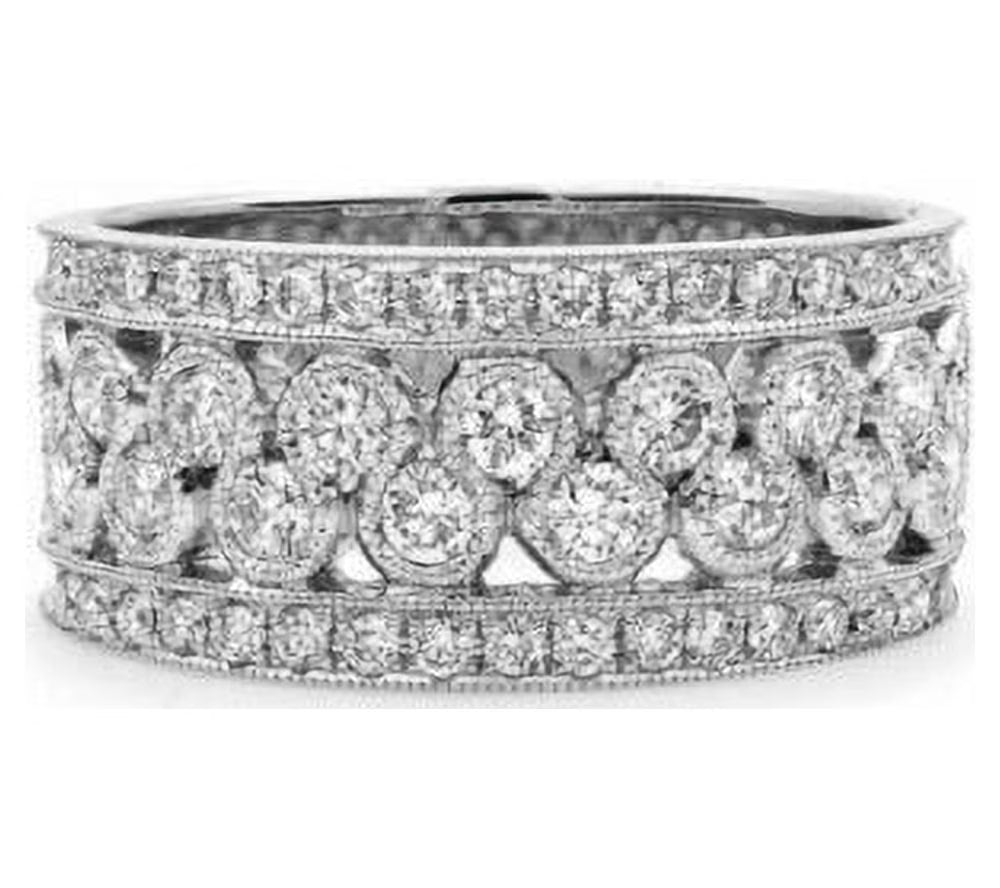 14k White Gold Diamond Cluster Band Engagement Ring Q214
