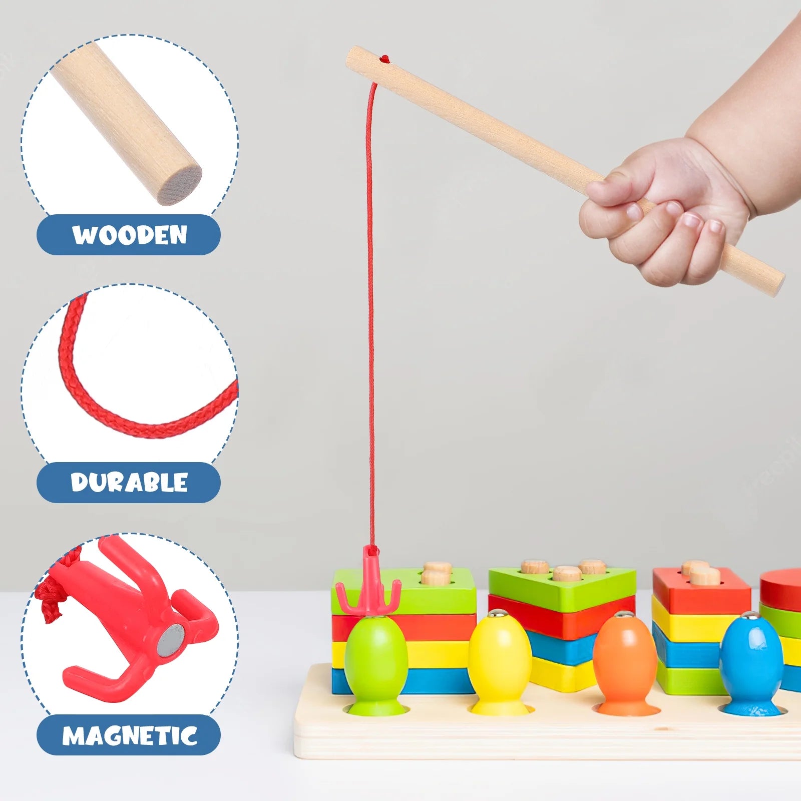 Magnetic Fishing Toys Wood Magnetism Rods T431125