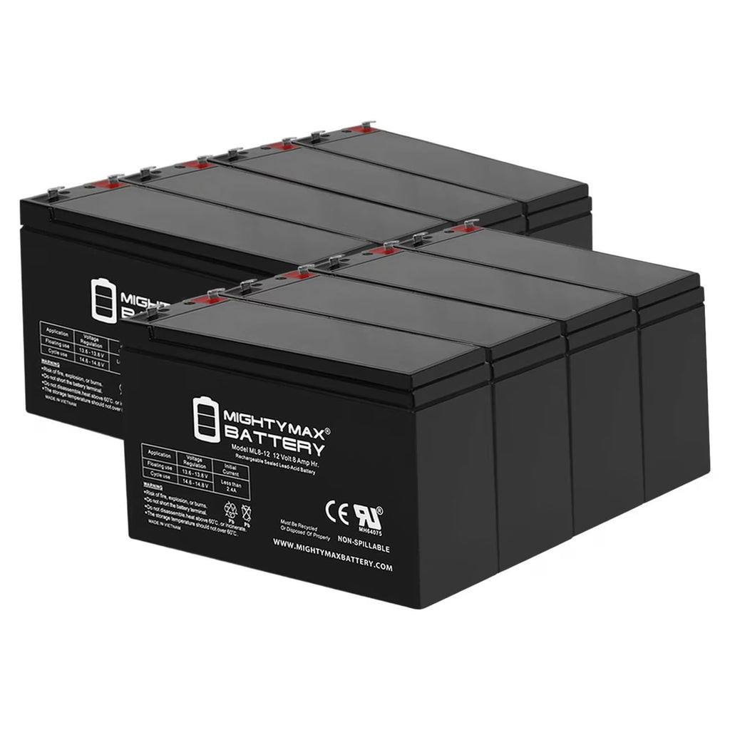 8 Pack 12V 8Ah SLA Replacement Z62116