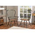 Set of 2 Wood and Metal Vintage Industrial Dining Arm Chair L328