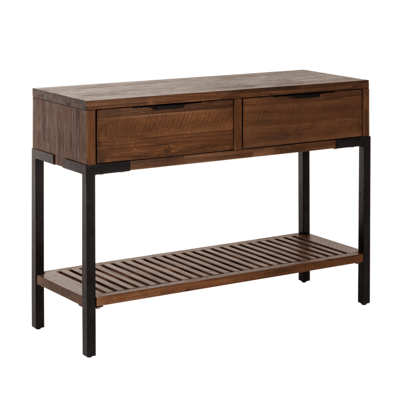 Solid Wood Console Table 2 Drawers, Burnt Umber N3587