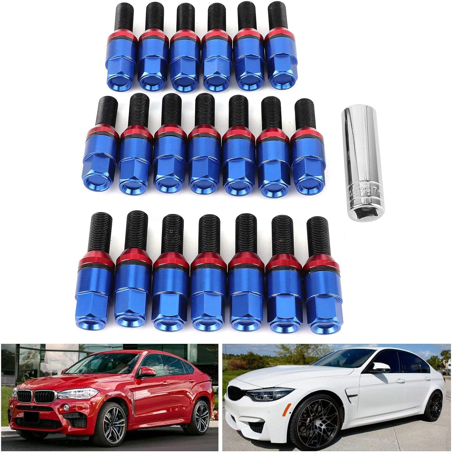 M14x1.25 Blue Tuner Style Wheel Lug Bolts Z520790