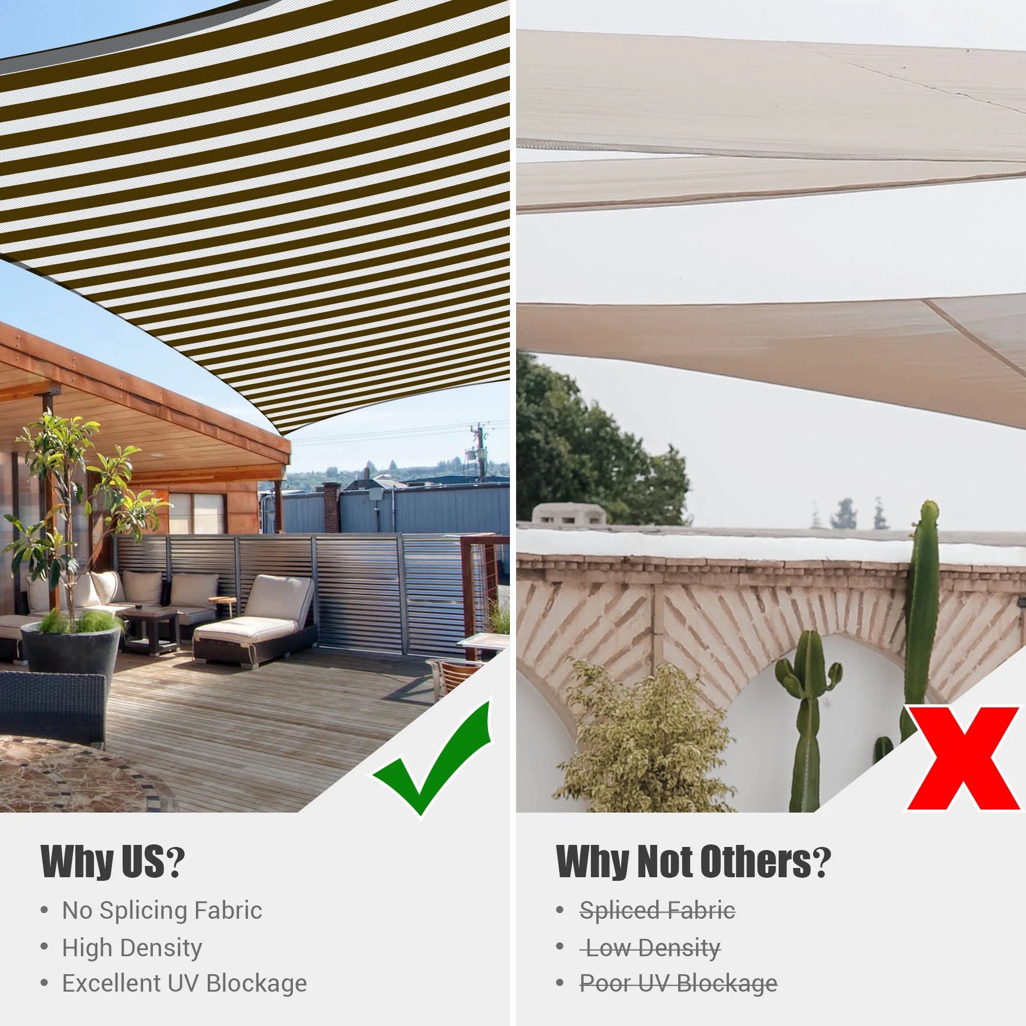 2 Pack 12x12 Ft 97% UV Block Square Sun Shade Sail HDPE Canopy I636674