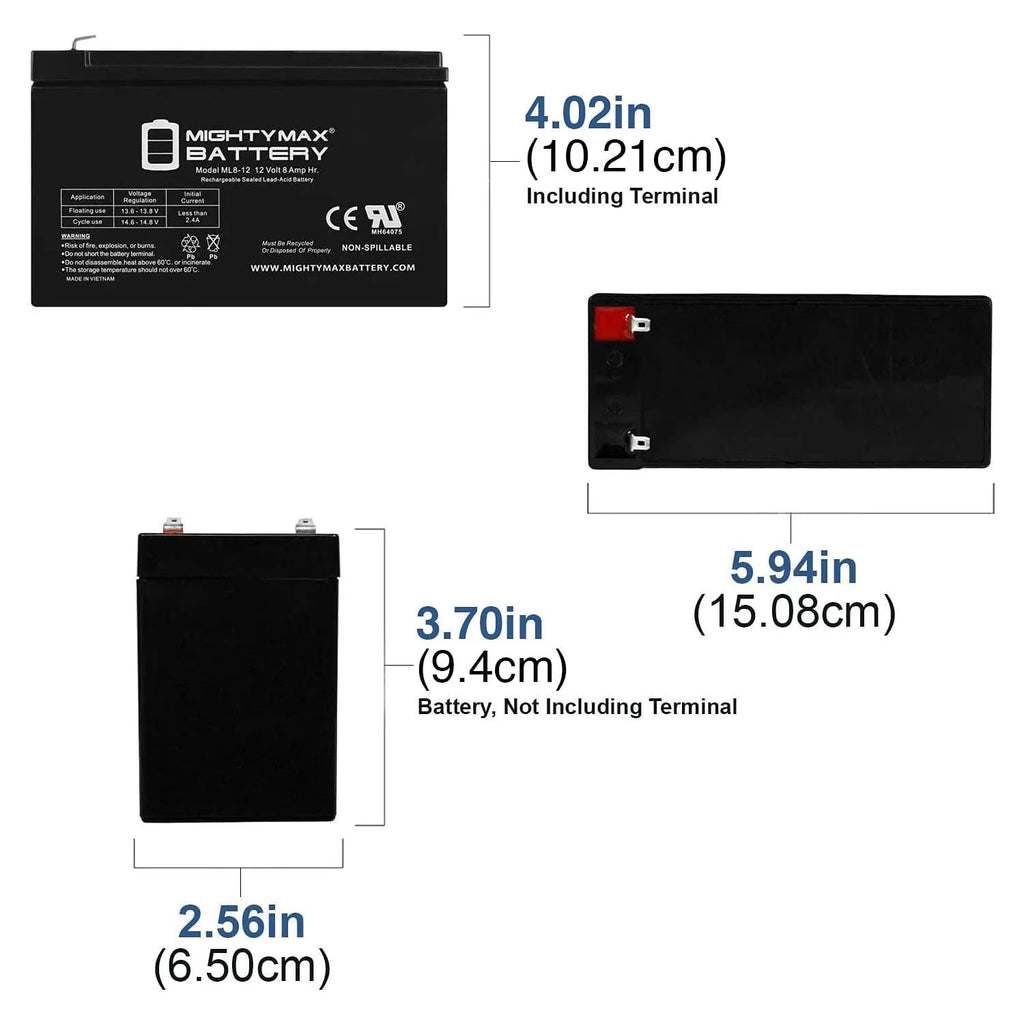 8 Pack 12V 8Ah SLA Replacement Z62116