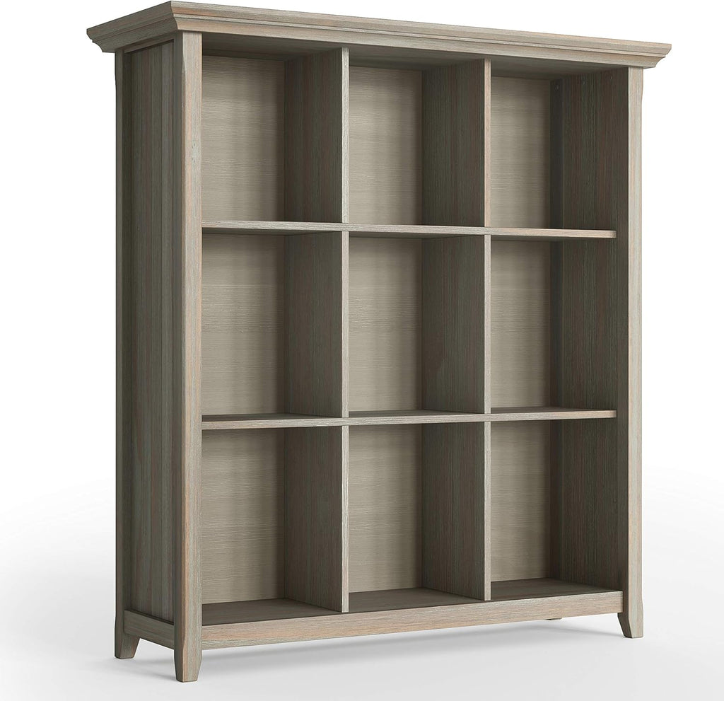 Black Solid Wood 9 Cube Bookcase with 9 Shelves V27528