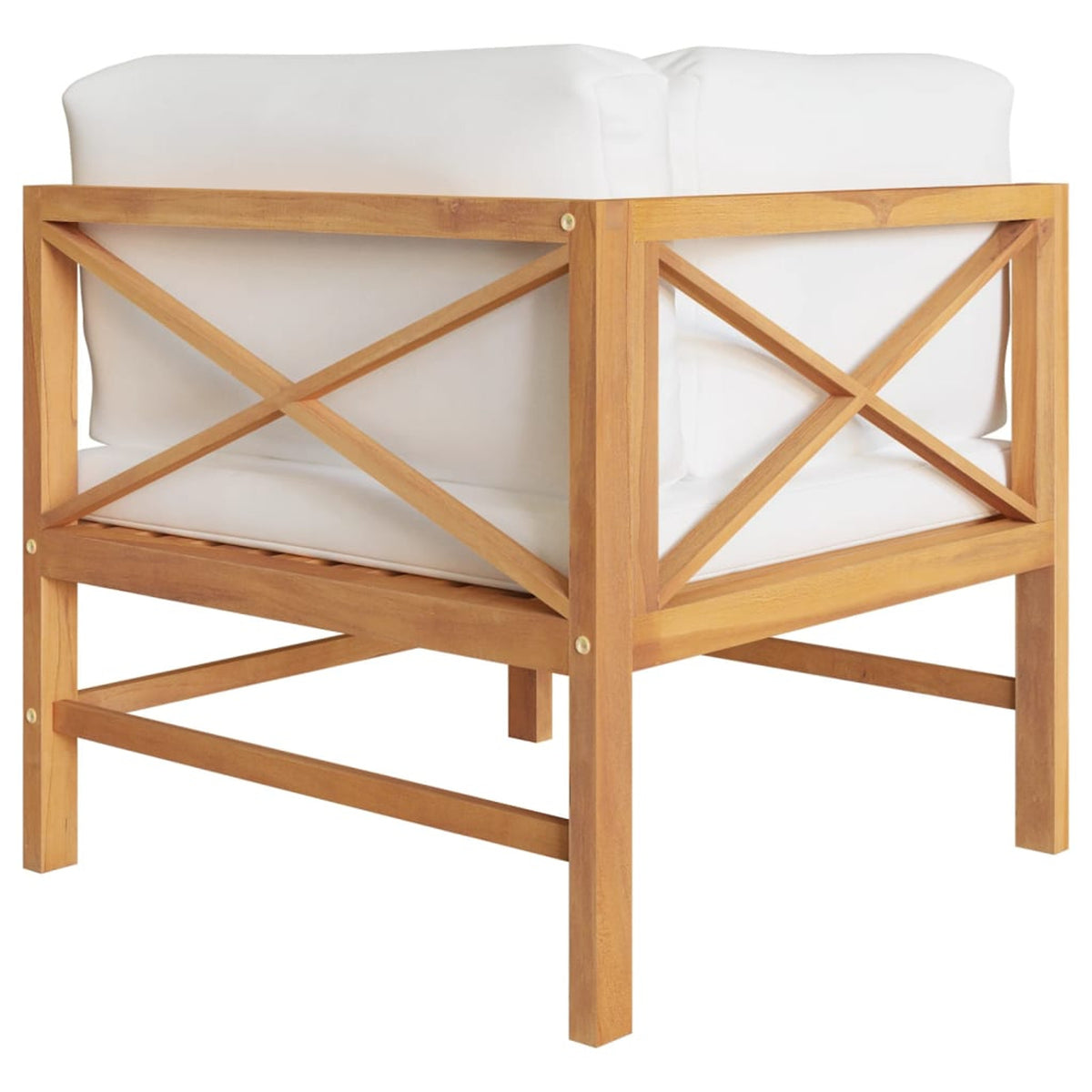 2-Seater Teak Wood Corner Sofa Set with Cream Cushion S10103