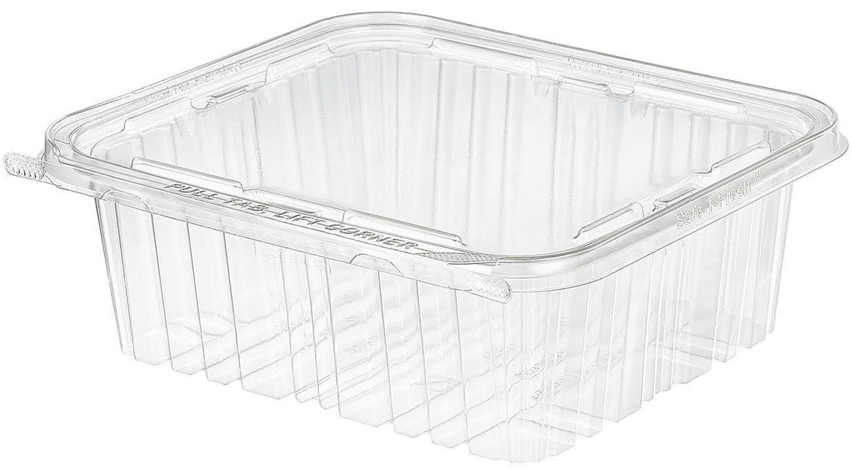 64 oz Clear Polyethylene Square Food Container, 150/Case E447370