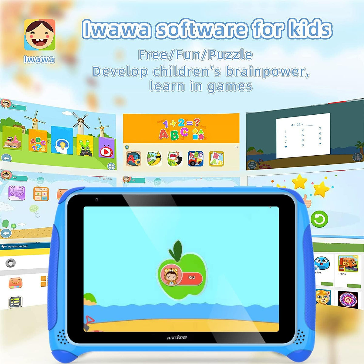 7 inch Kids Tablet Android 11 Quad Core 2GB RAM 32GB ROM Dual Camera WiFi Bluetooth Blue Pack of 2 J404010