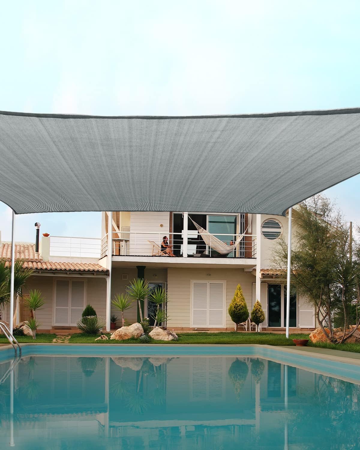 20X20FT 185G HDPE Square Sun Shade Sail Canopy (White) U4362