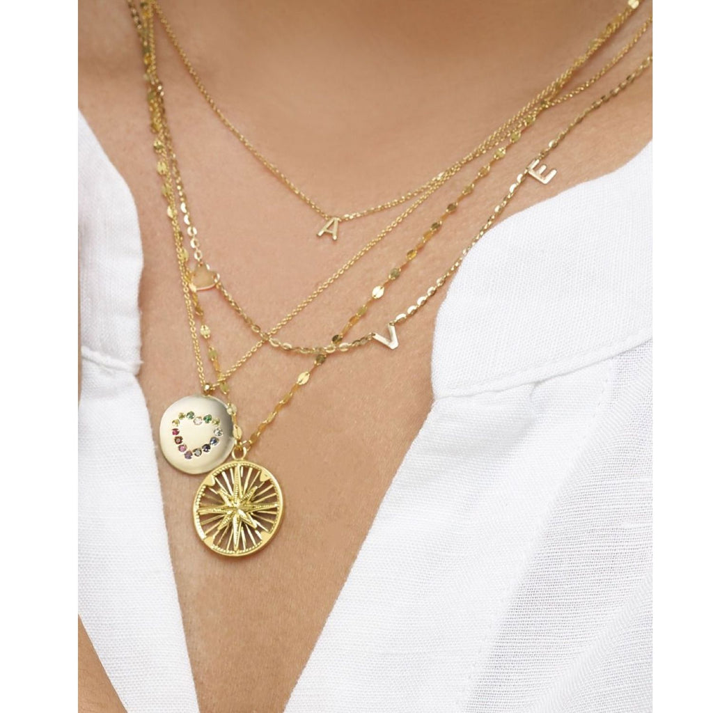 14K Yellow Gold Diamond Heart Pendant Necklace 16-18" P895