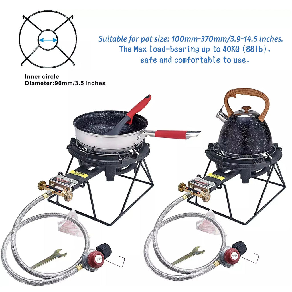 Portable Propane Camping Stove Cast Iron Single Burner with Detachable Rack 80,000 BTU/H R204161