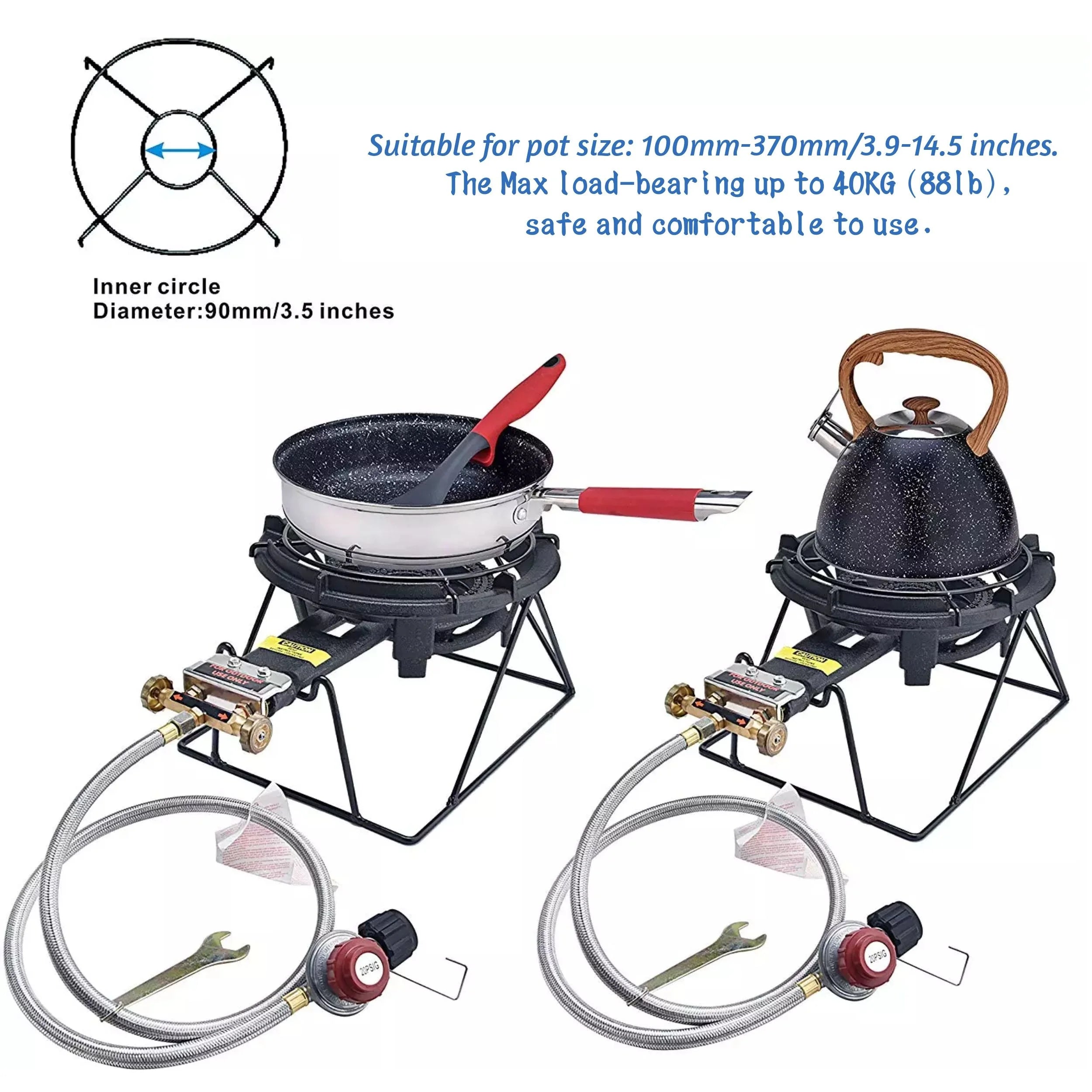 Portable Propane Camping Stove Cast Iron Single Burner with Detachable Rack 80,000 BTU/H R204161