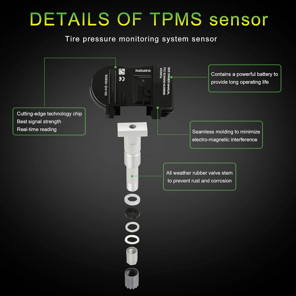 Tire Pressure Sensor 433MHz TPMS Replacement 4PCS P987392
