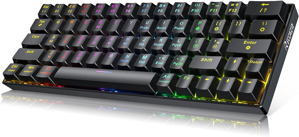 Wireless & Wired 63 Keys Gaming Keyboard with RGB Backlight, Red Switch, 2000mAh Battery, Pack of 2 P25708