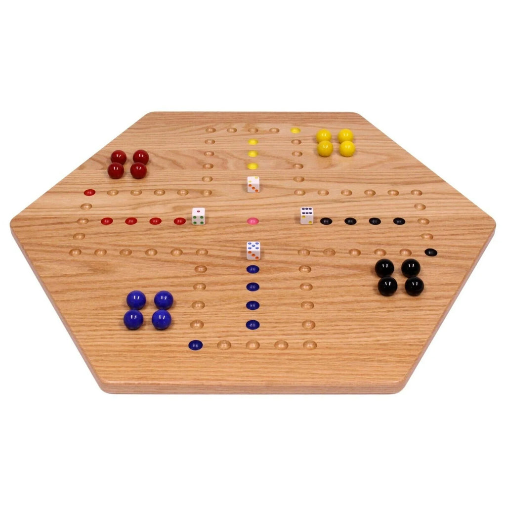 Large 24" Wooden Hand-Painted Aggravation Board Game with XLarge 22mm Marbles and Dice C6575