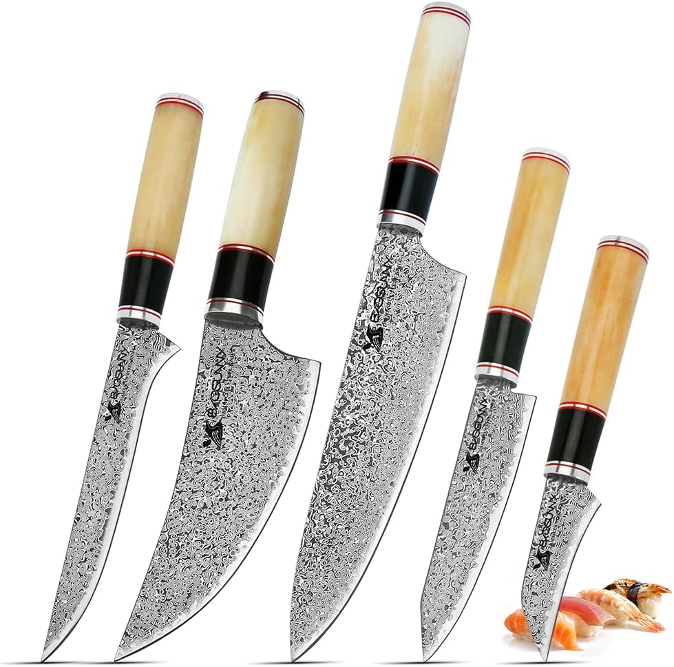 6 Inch Damascus Steel Boning Knife with Camel Bone Handle A29970