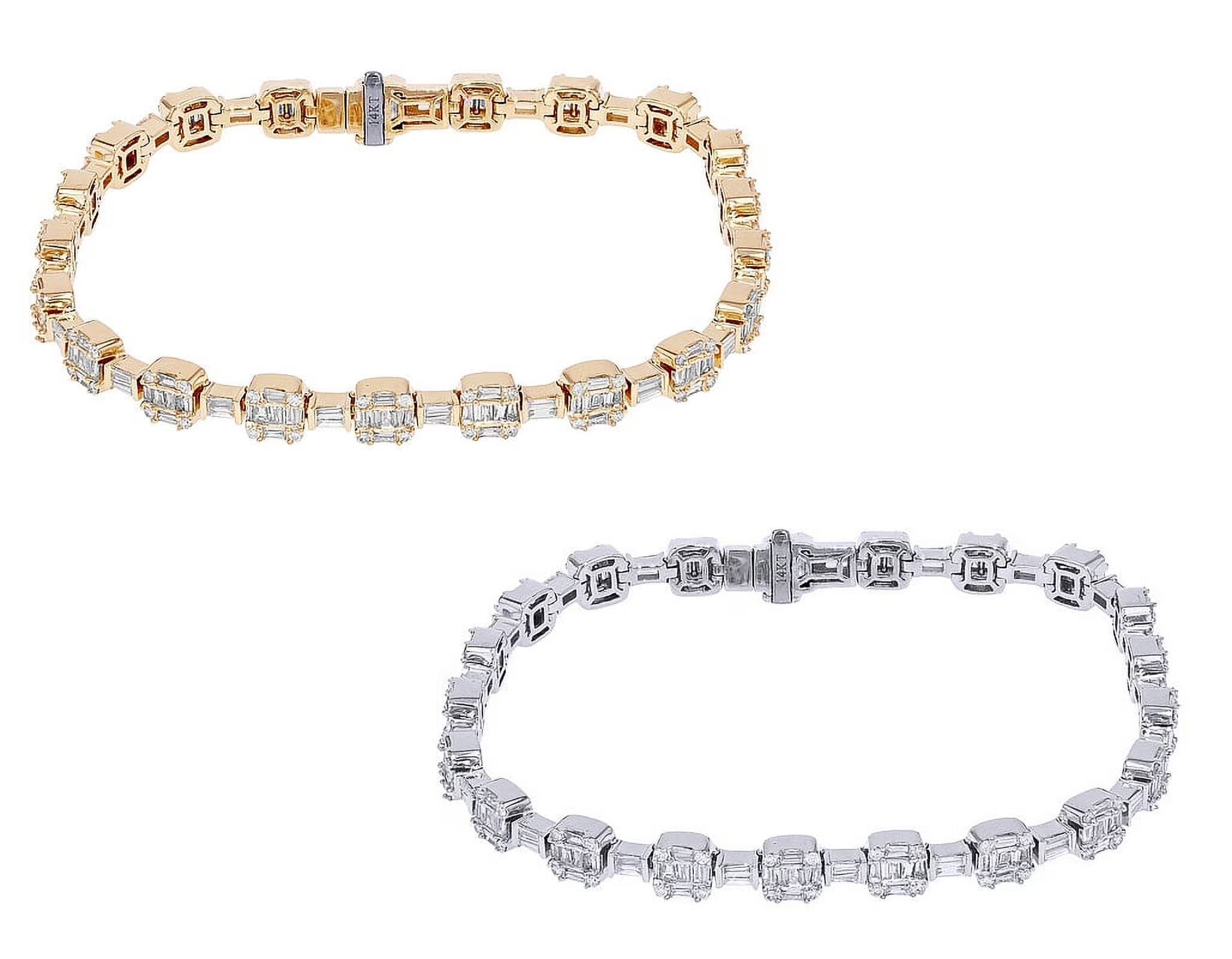 Diamond Square Link Bracelet Gold 6MM 8.5" O849773