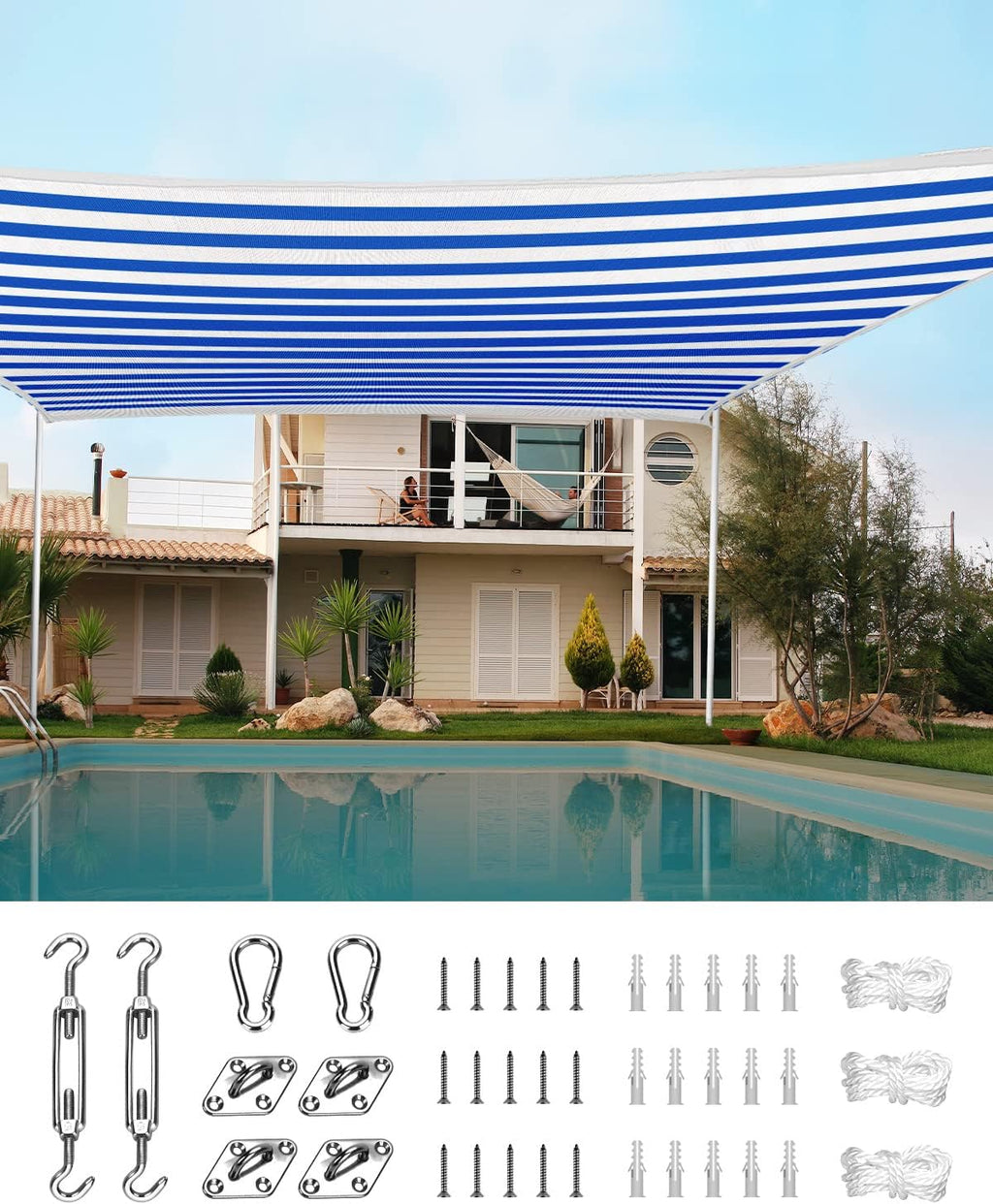 20X20FT 185G HDPE Square Sun Shade Sail Canopy (White) U4362