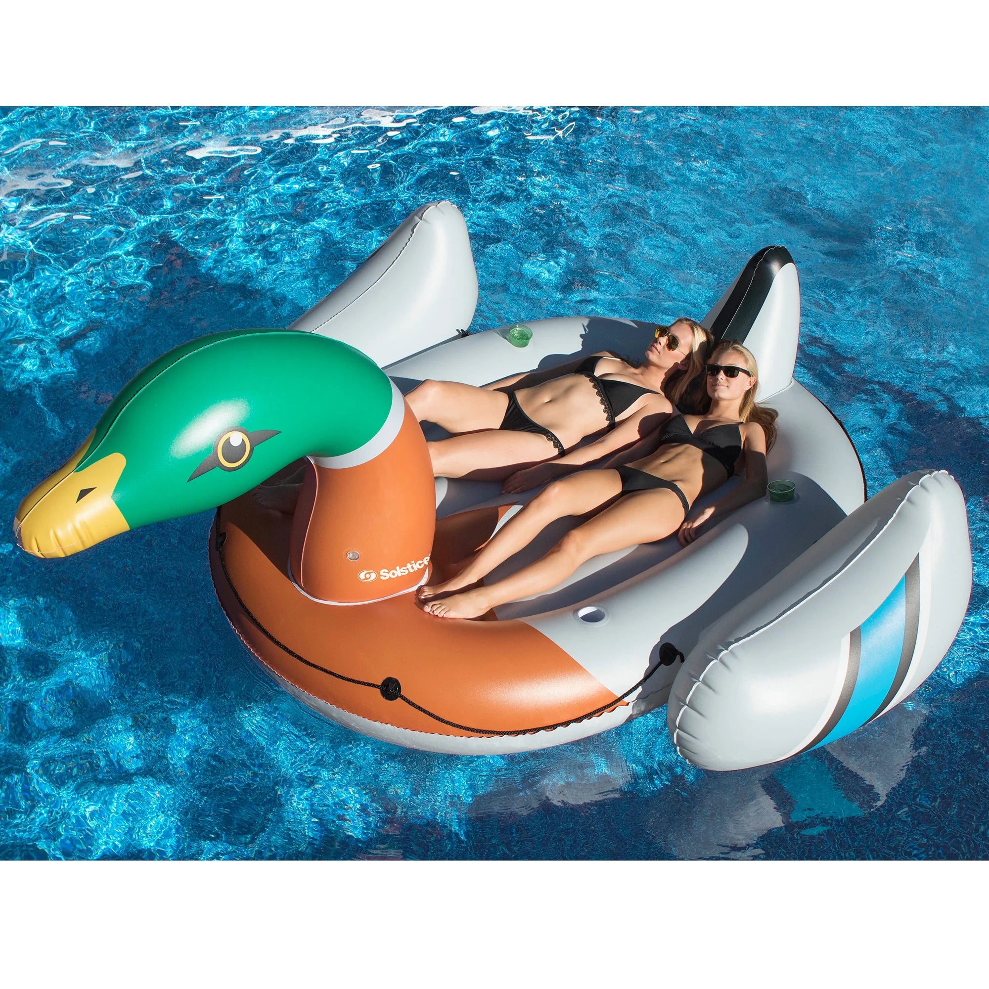 Giant Inflatable Ride On 131 Inch Swimming Pool Duck Island Float H975366