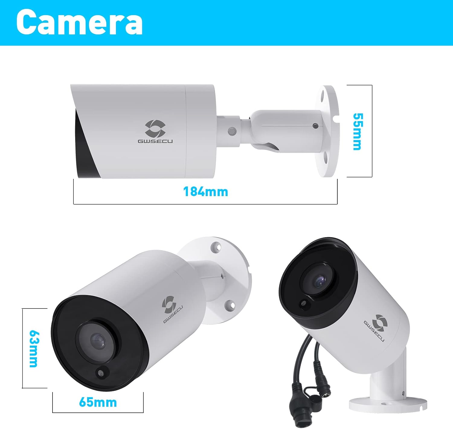 5MP PoE IP Camera with Mic, 2.8mm HD Video Surveillance Cam, Smart Human Detection, 100ft Night Vision I266