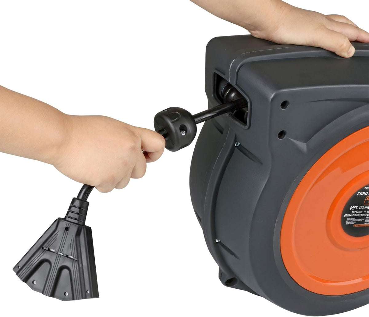 Leaf Mulcher Shredder 11Inch Blade Extension Cord Reel 12AWG x 65 Foot Q188