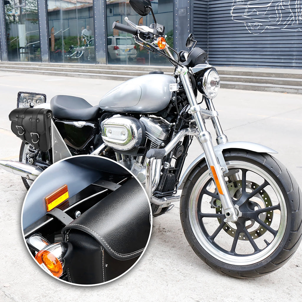 Motorbike Saddlebag Tool Bag Waterproof Faux Leather Black Z983