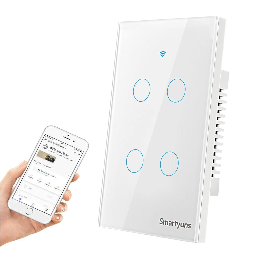 Black WiFi Tempered Glass Touch Light Switch, 1 Gang, Pack of 2 C554