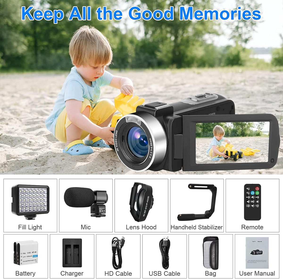 4K 56MP Vlogging Camera with External Microphone and IR Night Vision S667978