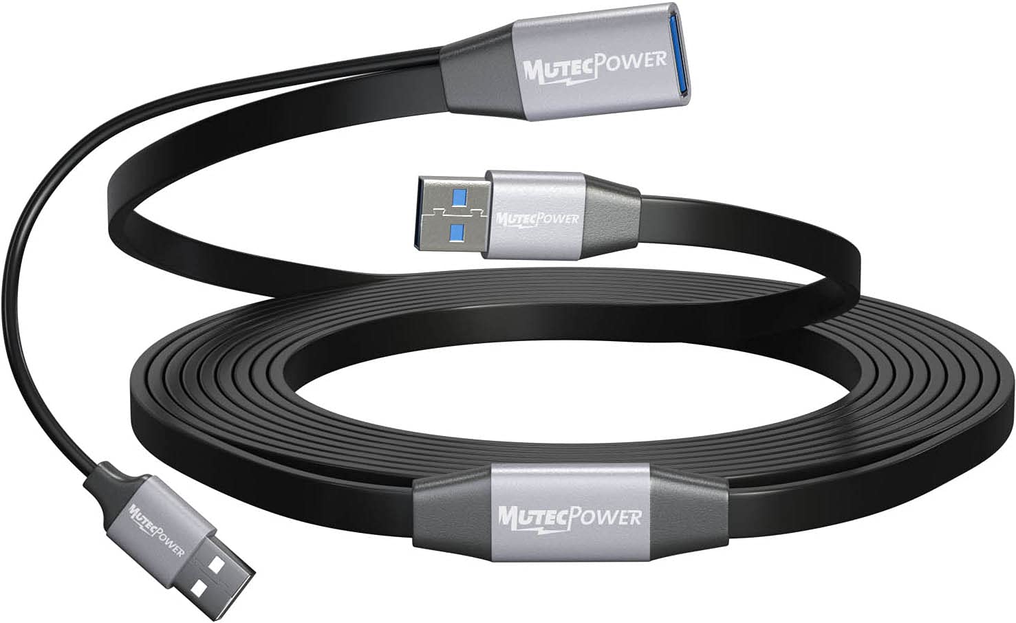 Black 50 Feet Active USB 3.0 Male to Female Extension Cable with 2 Boosters C979519